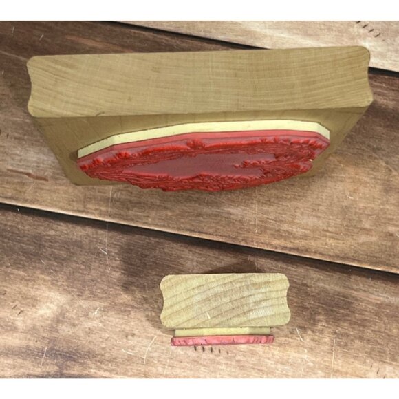 DOTS JRL DESIGN GRAPEVINE & HOLLY BERRY WREATH WOOD MOUNT RUBBER STAMP SET OF 2 - Picture 7 of 7